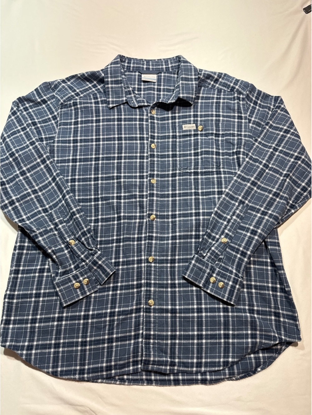 Columbia XL Blue Plaid Long Sleeve Shirt - Classic Outdoor V